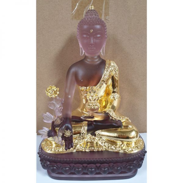 Bộ tượng Phật Dược Sư đá Lưu Ly màu hồng tím