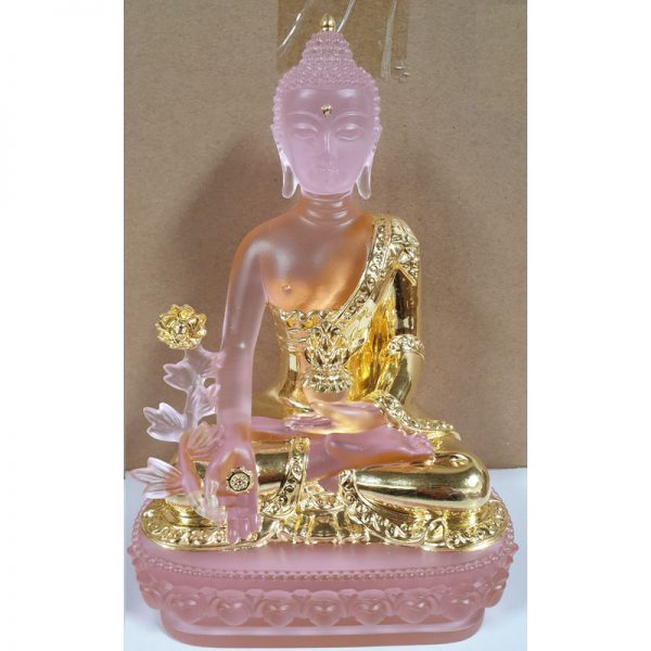 Bộ tượng Phật Dược Sư đá Lưu Ly màu hồng