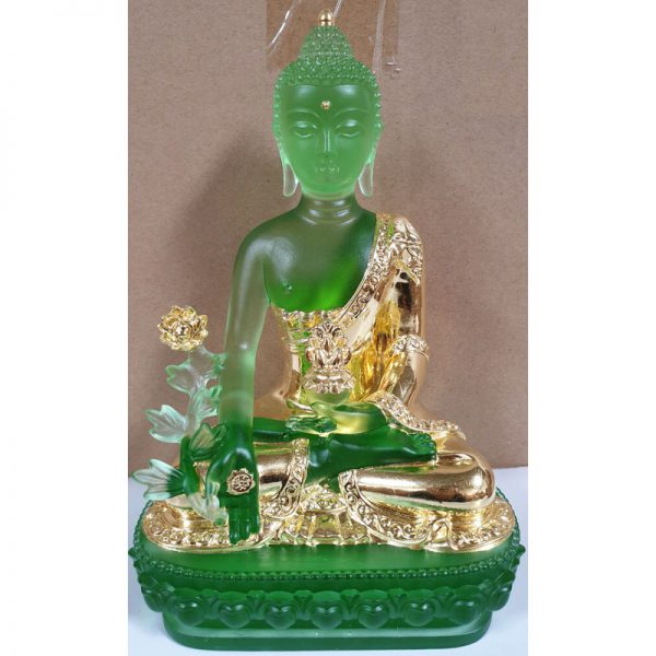 Bộ tượng Phật Dược Sư đá Lưu Ly màu xanh lá