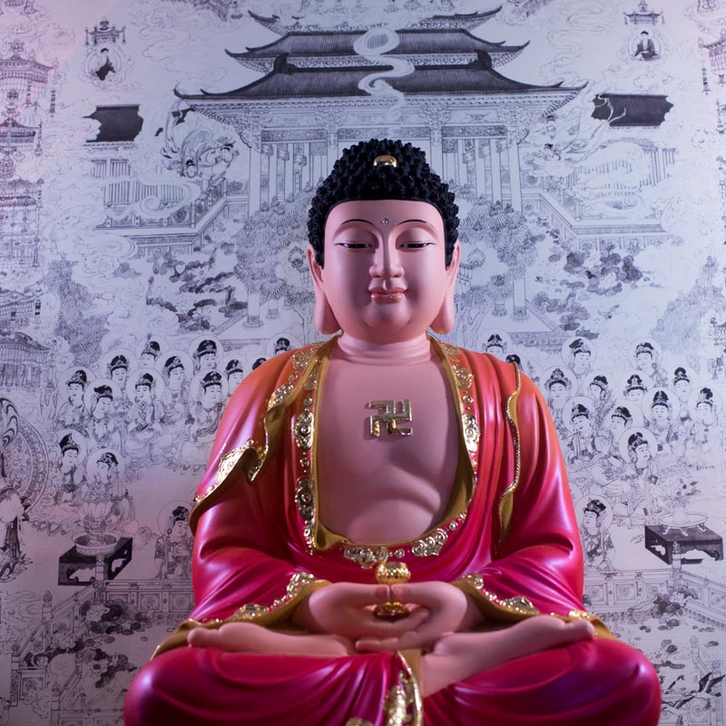 Tượng Phật A Di Đà Composite Ngồi Đài Sen 50cm