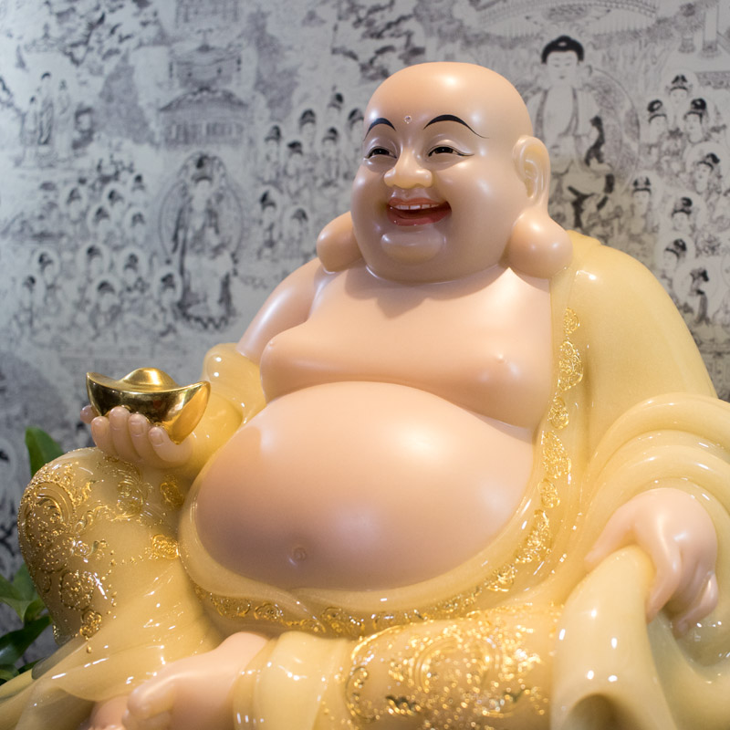 Tượng Phật Di Lặc Bột đá y áo vàng