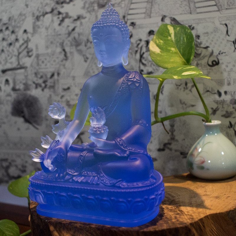 Tượng Phật Dược Sư Bằng Lưu Ly màu xanh dương