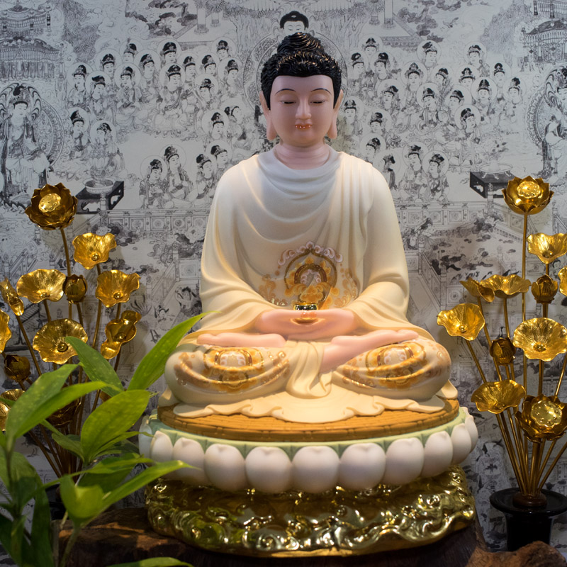 Tượng Phật Thích Mâu Ni Ngồi Toạ Thiền Bằng Bột Đá