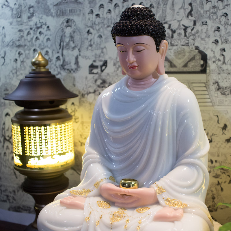 Tượng Phật Thích Ca Ngồi Đế Sen áo trắng