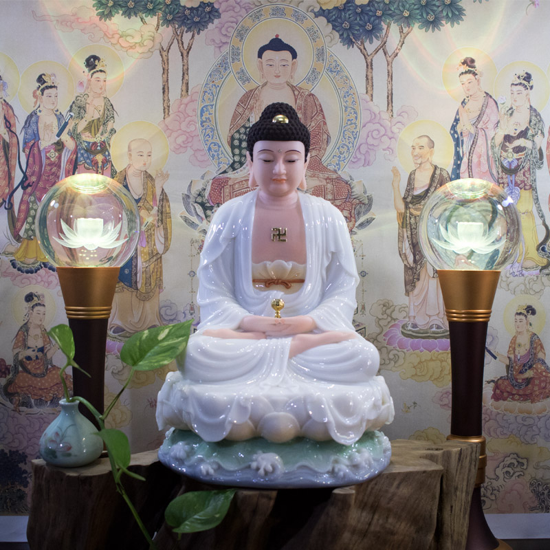 Tượng Phật Di Đà Đá Khoáng Đài Loan Ngồi Đài Sen