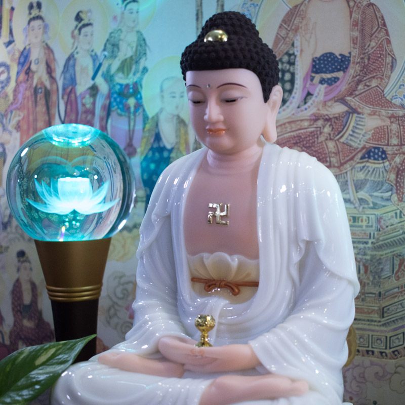 Tượng Phật A Di Đà ngồi bằng bột dá koangs