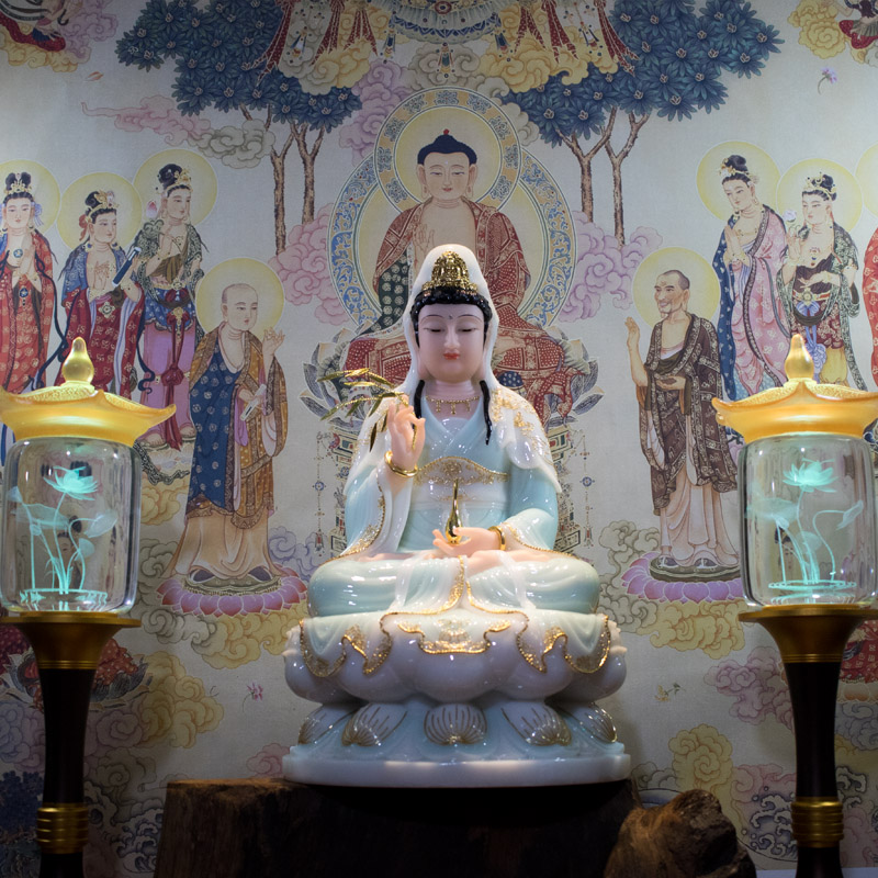 Tượng Phật Bà Quan Âm Xanh Ngọc Bột Đá Thiên Thanh