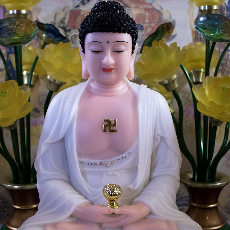 Tượng Phật A Di Đà bột đá khoáng xà cừ