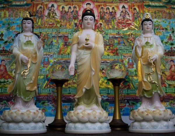 Tượng Tây Phương Tam Thánh đứng tiếp dẫn xuất xứ Đài Loan 50cm