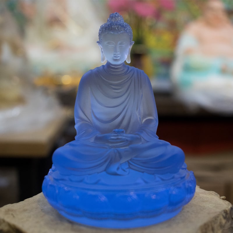 Tượng Phật Thích Ca để xe hơi màu xanh dương