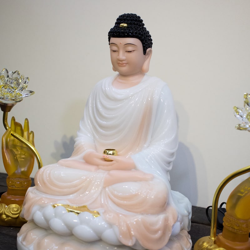 Tượng Phật Thích Ca Đài Loan đá thạch ngọc ngồi tĩnh tâm 40cm