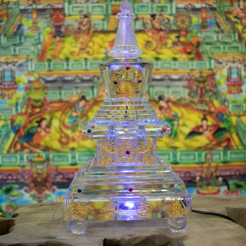 Bảo tháp thờ xá lợi bằng pha lê có đèn led đổi màu