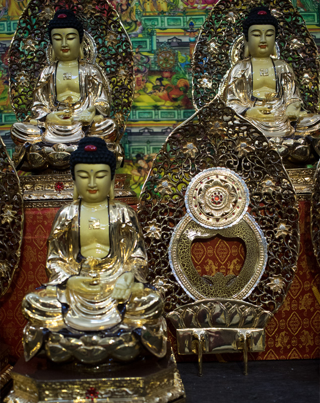Bộ tượng Phật Dược Sư bằng đồng mạ vàng