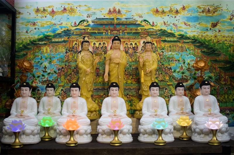 7 Tượng Phật Dược Sư bằng bột đá trắng ngồi 40cm