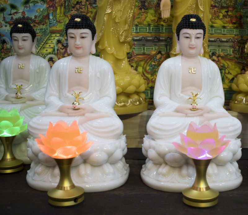 Tượng Phật Dược Sư bằng bột đá trắng ngồi