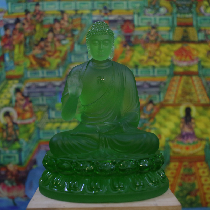 Tượng Phật Dược Sư lưu ly màu xanh lá